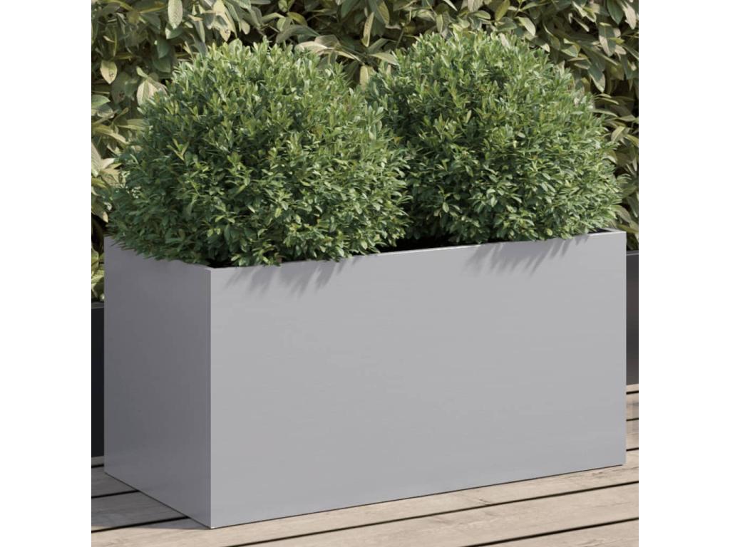 Jardinière argenté 62x30x29 acier galvanisé