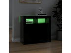 Buffet avec Meublitaères LED noir 80x35x75 cm