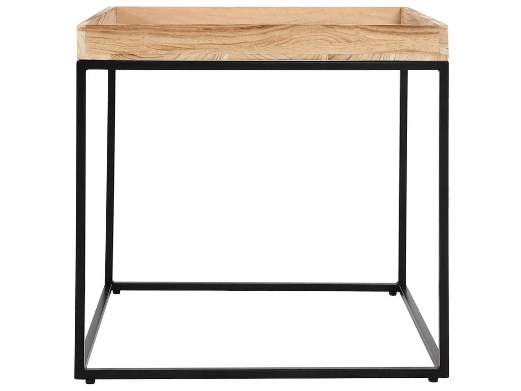 Table d'appoint Homzora-K71 - table basse table - certifiée Homzora bois de paulownia métal 60x60x60cm - couleur naturelle