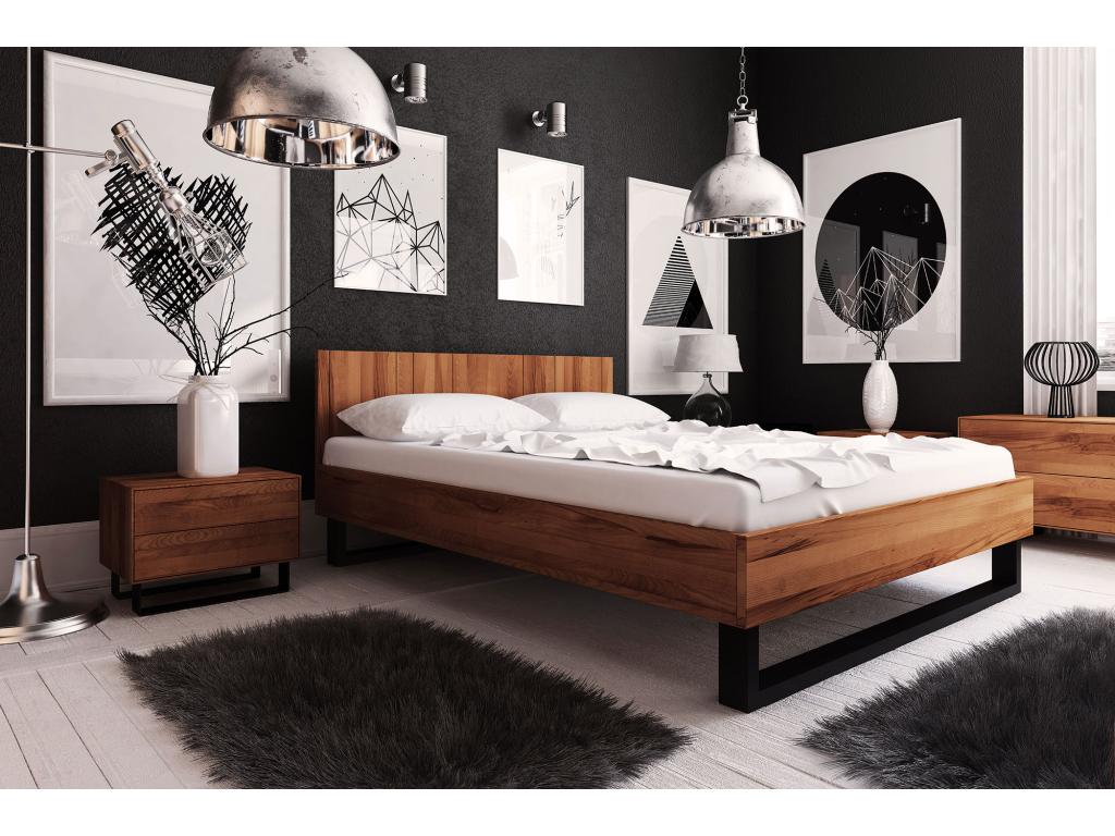 Homzora - Lit 160x200 avec tête de lit en bois de coeur de hêtre huilé naturel