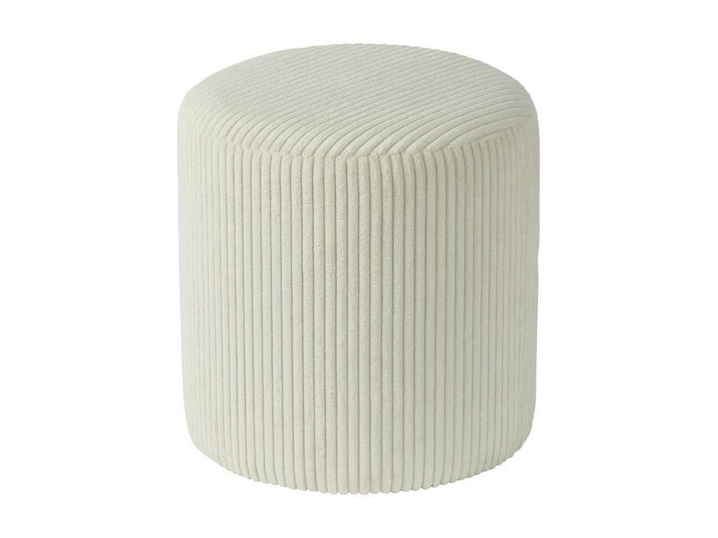 Pouf rond velours côtelé blanc lot de 2 Meublita