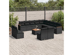 Salon de jardin avec coussins 14 pcs noir résine tressée