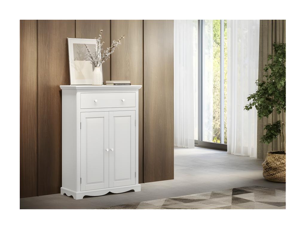 Buffet Le Parisien Charme Blanc 2 Portes 1 Tiroir 2 Tablettes 94x134x42 cm