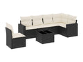 Salon de jardin 7 pièces avec coussins noir résine tressée