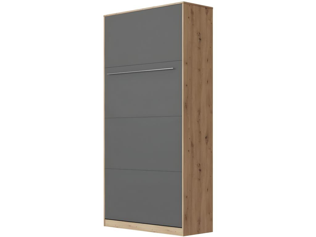 Armoire Lit escamotable 90x200cm Vertical Lit Rabattable Lit Mural Doucezenérieur Chêne Sauvage/Anthracite