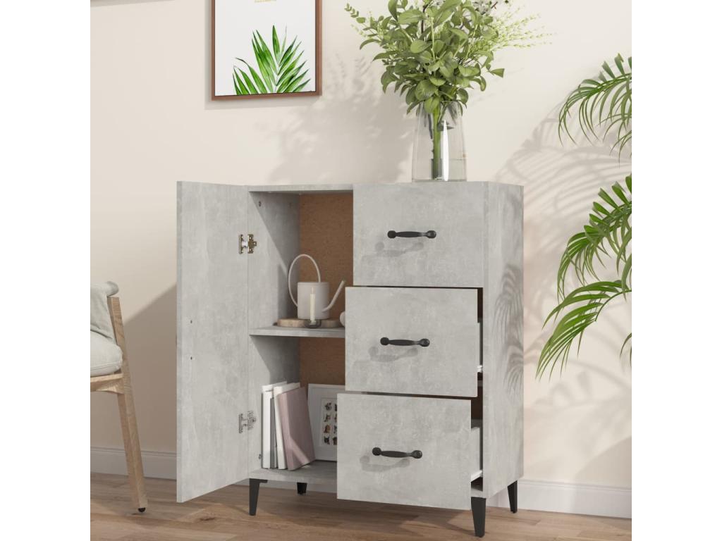 Buffet gris béton 69.5x34x90 cm bois d'ingénierie