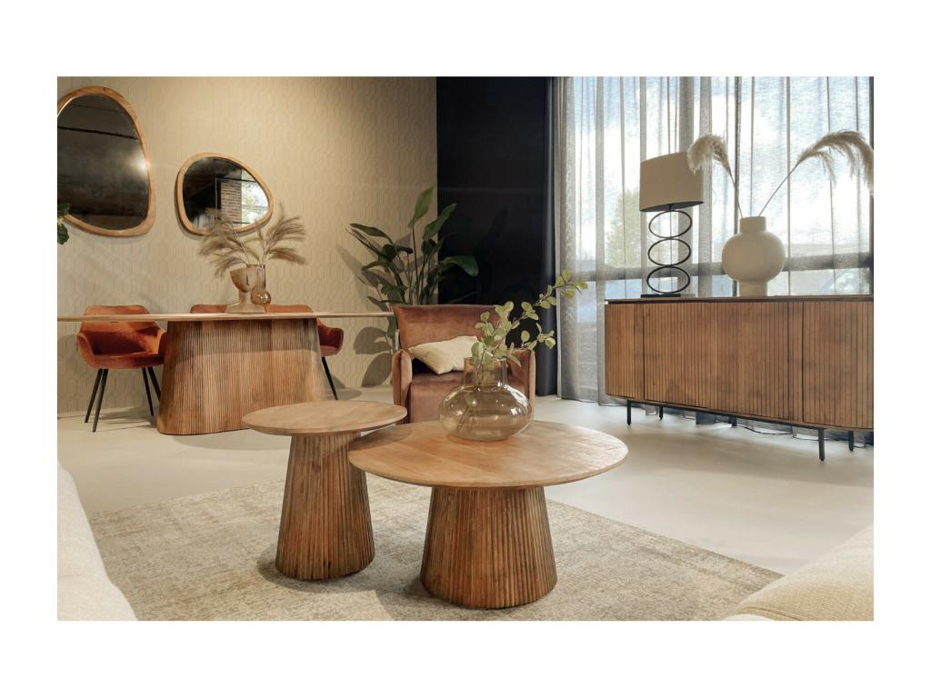 Homzora-Table basse ronde D.80 cm en Manguier massif