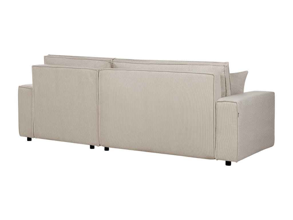 Canapé-lit Angle droite Extensible pour Couchage et Coussins Amovibles Rembourrés en Velours Côtelé Beige Doucezen