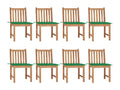 Chaises de jardin 8 pièces avec coussins Bois de teck massif