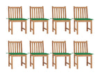 Chaises de jardin 8 pièces avec coussins Bois de teck massif