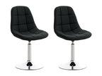 Lot de 2 Chaise de bureau - Tissu / Métal chromé - Noir - Doucezen