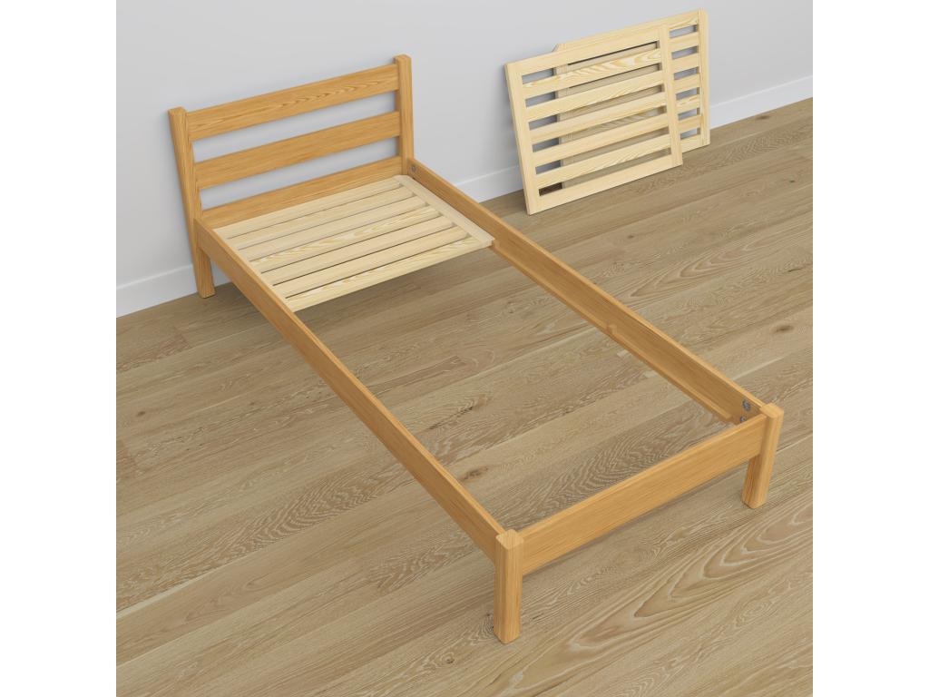 Lit simple en bois N01 Pin Naturel 100x180