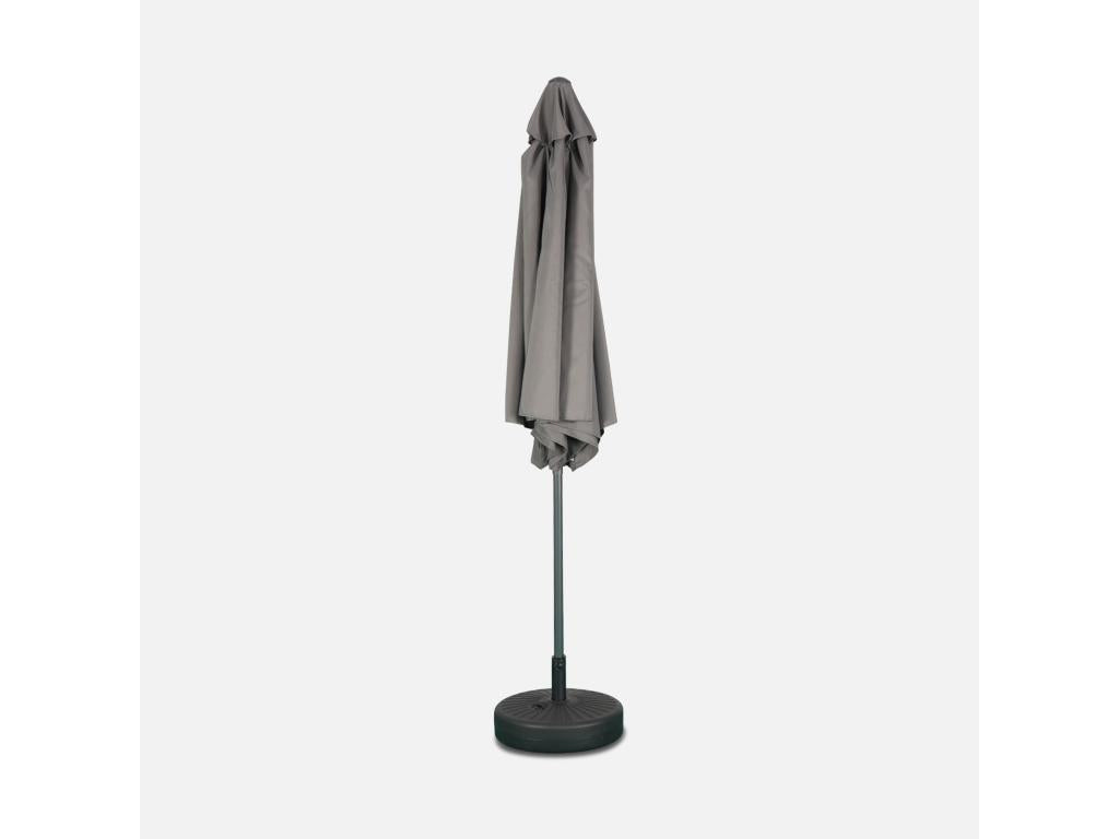 Parasol droit rond 300cm - Homzora Gris - mât central en aluminium orientable et Homzora d'ouverture