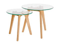 Set de 2 tables basses gigognes verre trempé et bois naturel Doucezen
