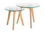 Set de 2 tables basses gigognes verre trempé et bois naturel Doucezen