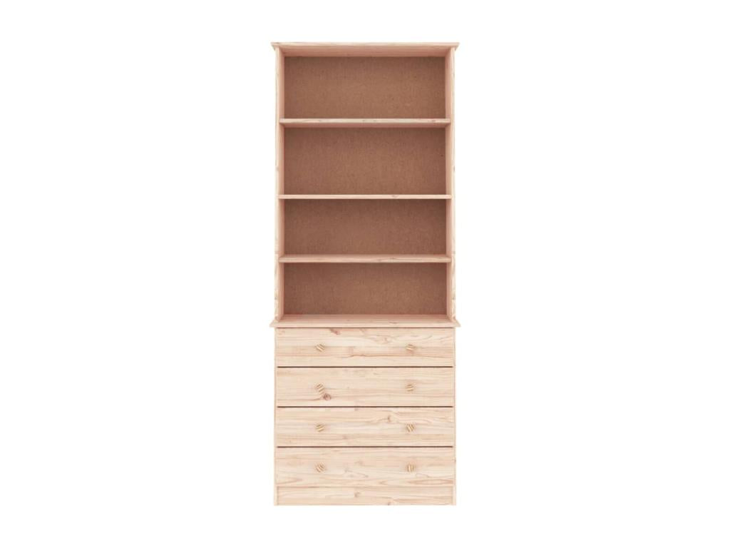 Bibliothèque avec tiroirs Homzora 77x35x186.5cm bois massif de pin