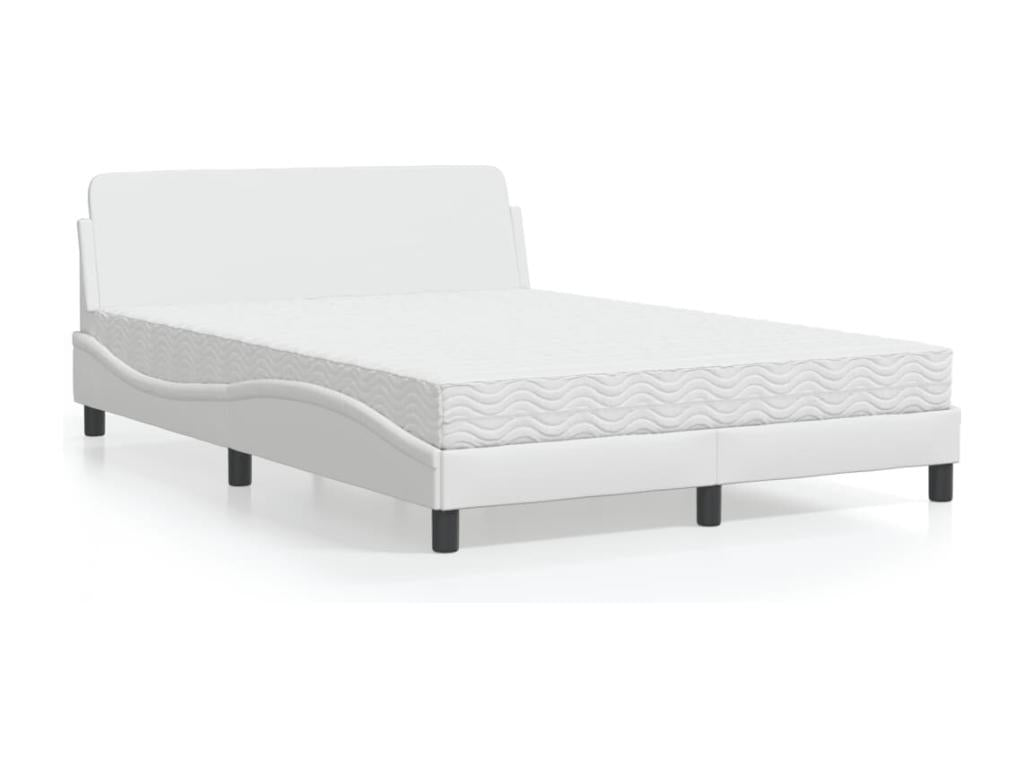 Lit avec matelas blanc 140x190 cm similicuir