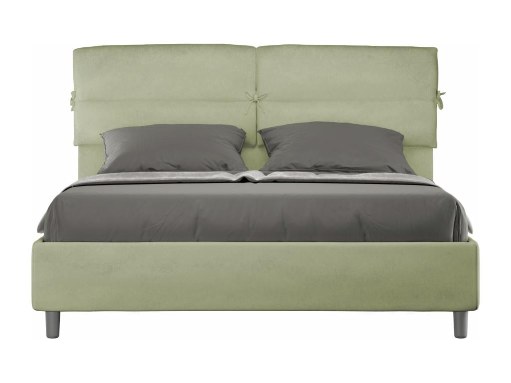Lit coffre double capitonné 160x190 en microfibre thé vert Homzora