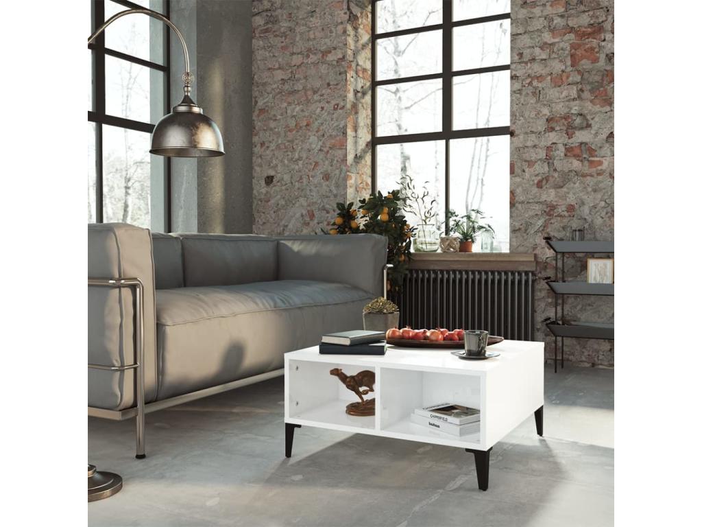 Table basse Blanc brillant 60x60x30 cm Aggloméré