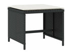 Tabourets de jardin et coussins lot de 4 noir 40x40x35 cm rotin