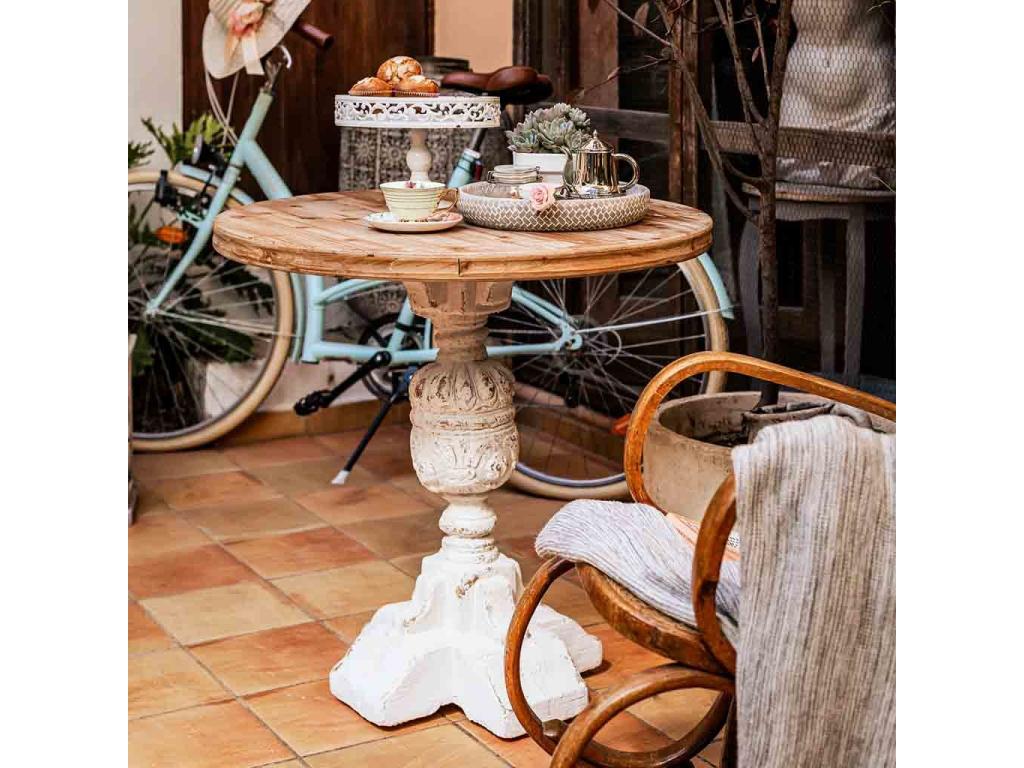 Table en bois sculpté 80x80x79