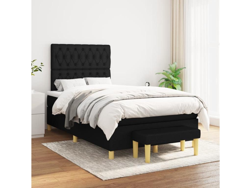 Lit à sommier tapissier avec matelas Noir 120x200 cm Tissu
