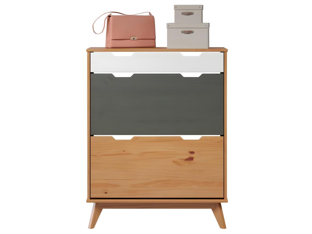 Doucezen meuble à chaussures 2 claquement de porte 1 tiroir miel blanc gris.