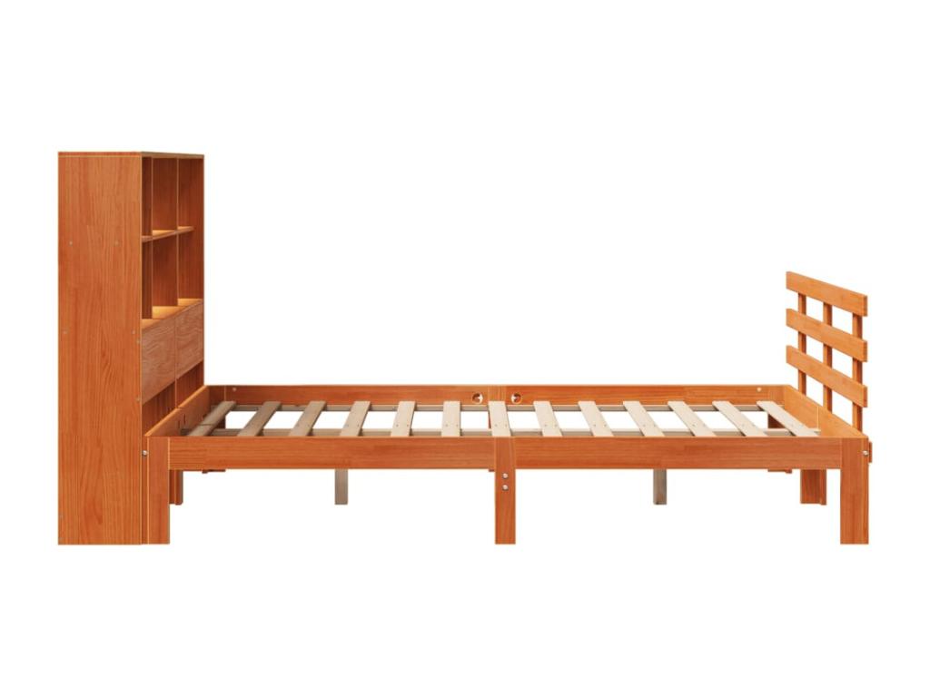 Lit bibliothèque sans matelas cire marron 120x190cm pin massif