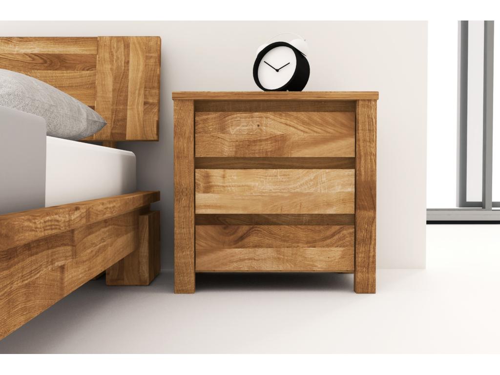 Homzora - Table de nuit en chêne sauvage finition à l'huile naturelle