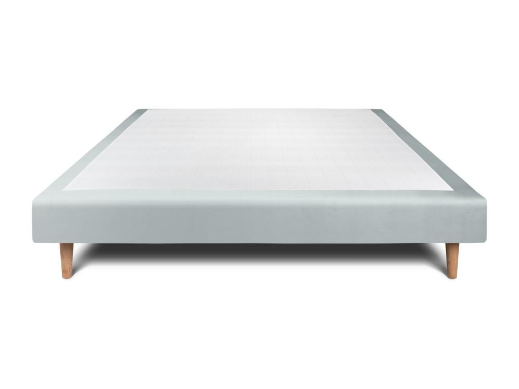 Sommier Tapissier Velours Gris bleuté 150x190 H29cm