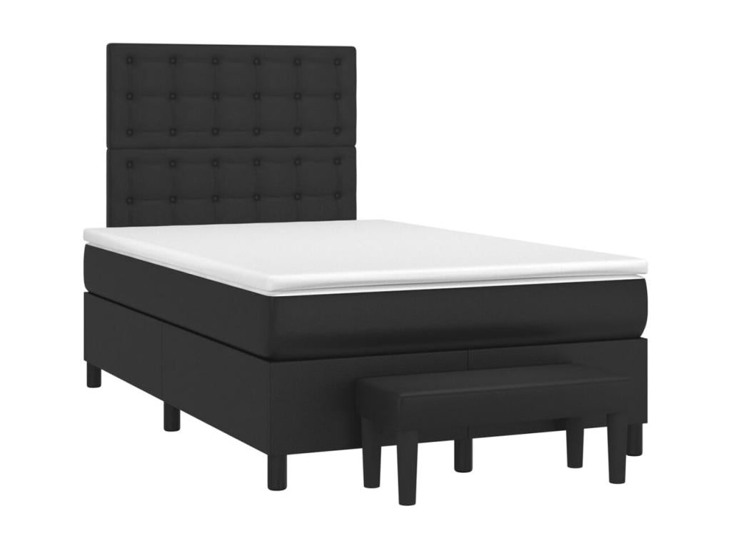 Sommier à Homzora de lit avec matelas noir 120x190 cm similicuir