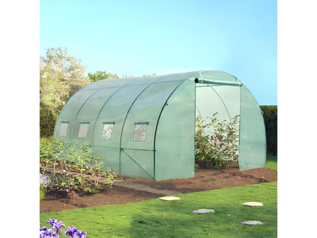 Serre tunnel de jardin 12M² verte Doucezenîchère 4x3m 4 saisons Doucezen