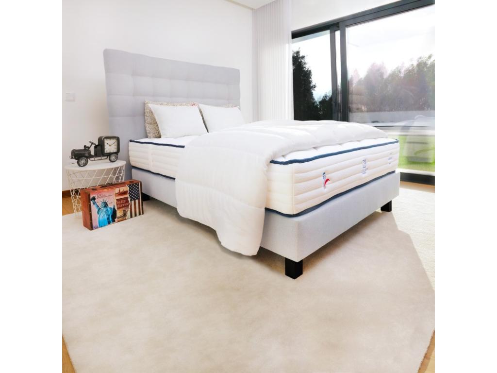 Ensemble Matelas Patriote 27 cm ressorts ensachés ferme face été/hiver sommier gris ep20cm oreiller couette Tête de Lit 140x190cm