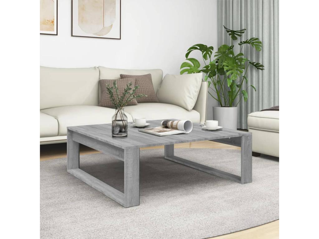 Table basse Homzora gris 100x100x35 cm Bois d'ingénierie