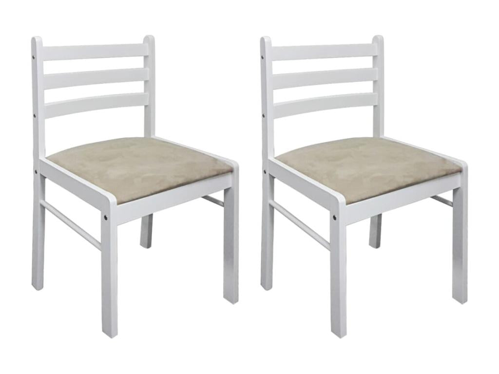 Chaises à manger lot de 2 blanc hévéa solide et velours