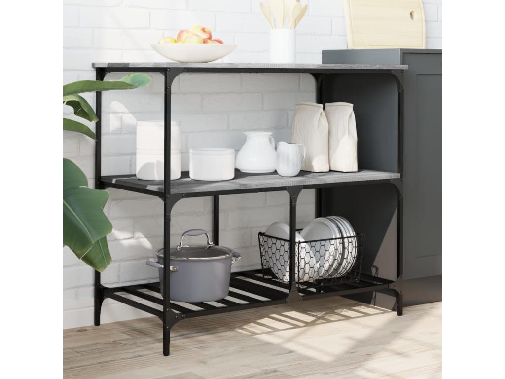 Chariot de cuisine Homzora gris 100x50x95 cm bois d'ingénierie