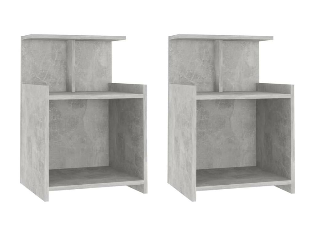 Tables de chevet 2 pcs Gris béton 40x35x60