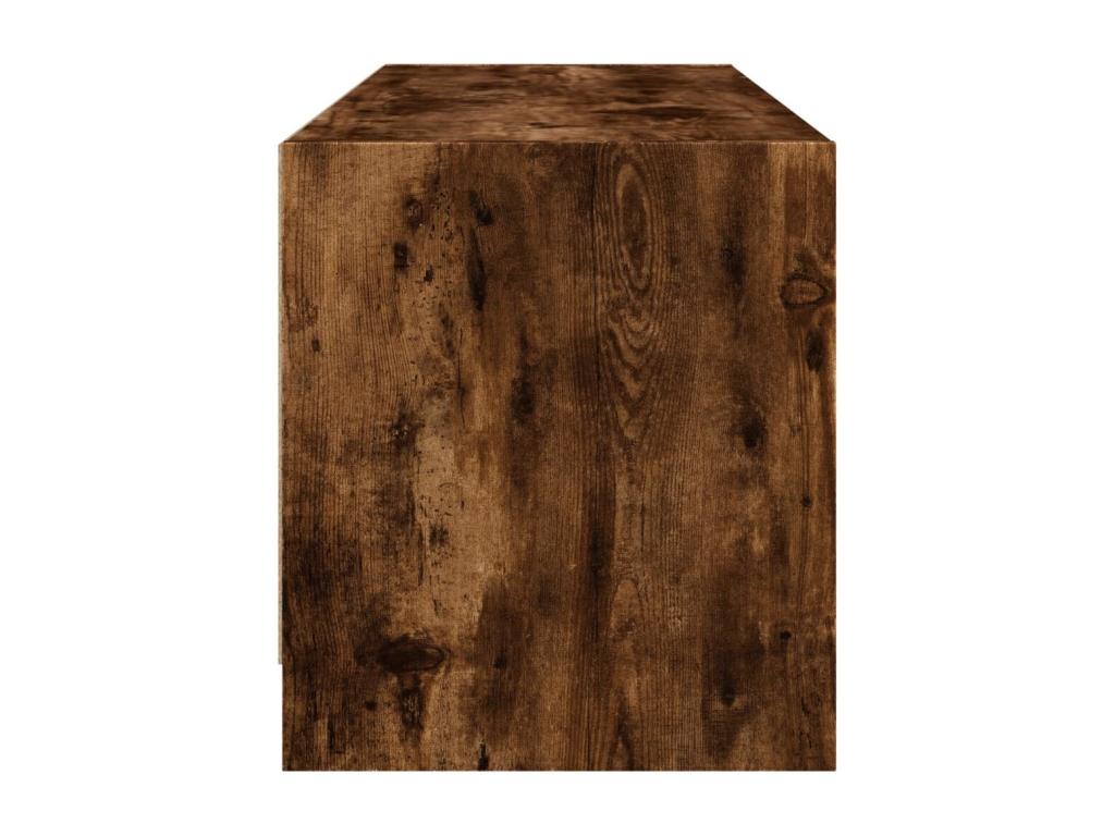 Meuble TV avec portes en verre chêne fumé 102x37x42 cm