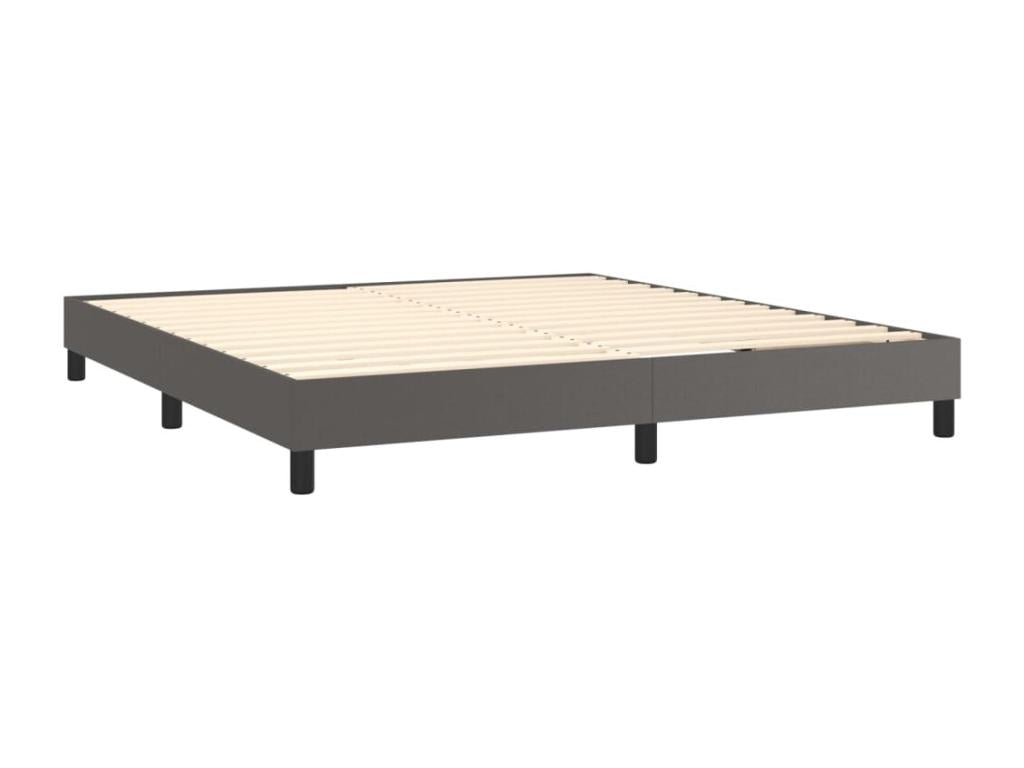 Lit à sommier tapissier avec matelas Gris 180x200 cm Similicuir