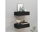 Étagères à tiroirs murales 2 pcs noir 40x23.5x10 cm MDF
