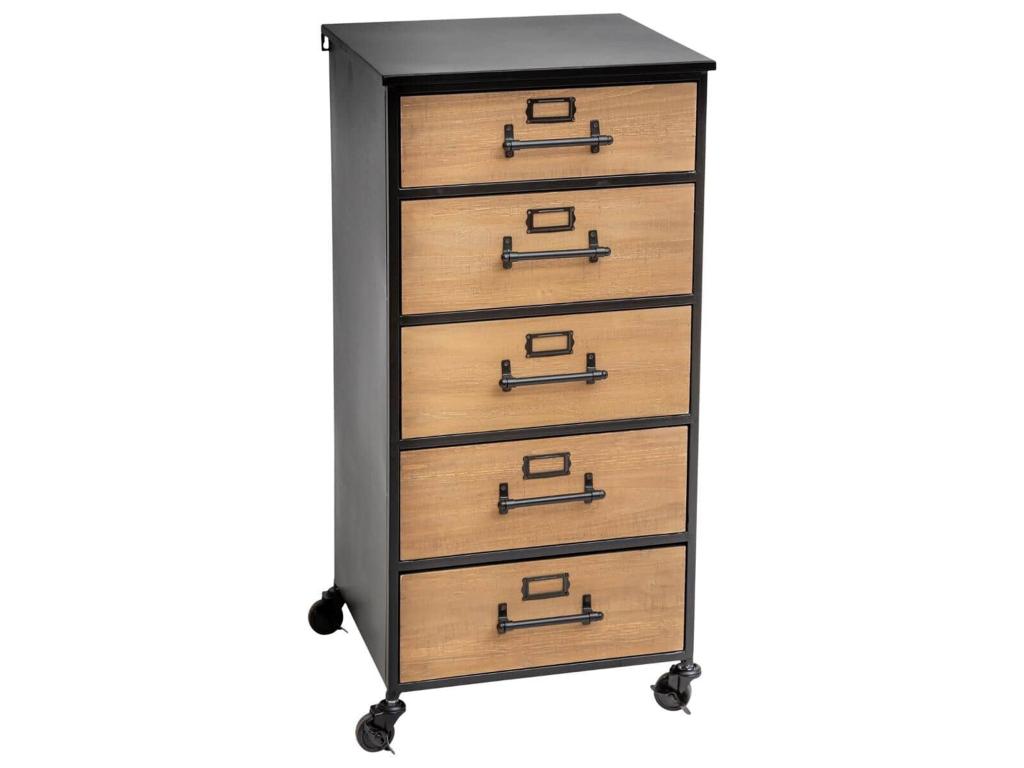 Buffet À Tiroirs Pour Homzora Des Dossiers Avec Une Décoration Rétro En Métal Et Bois 42x37x87.5