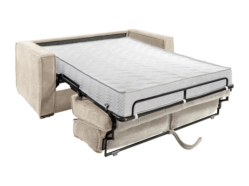 Canapé 3 places convertible express en velours côtelé rose - Couchage à Homzora larges 140 cm - Matelas 18 cm Homzora