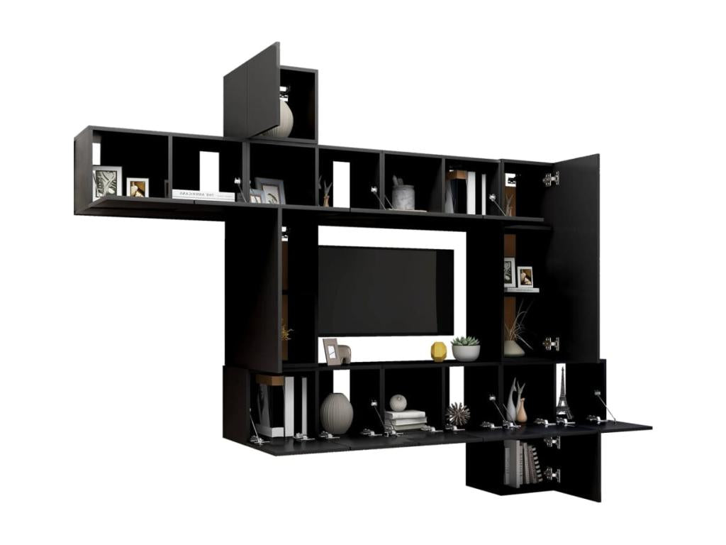 Ensemble de meubles TV 10 pcs Noir Bois d'ingénierie