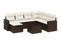 Salon de jardin 8 pcs avec coussins marron résine tressée