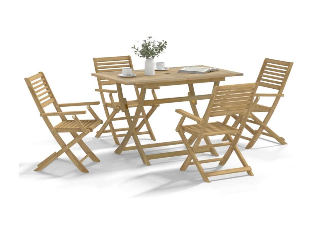 Ensemble à manger de jardin 5 pièces Bois d'Doucezen solide