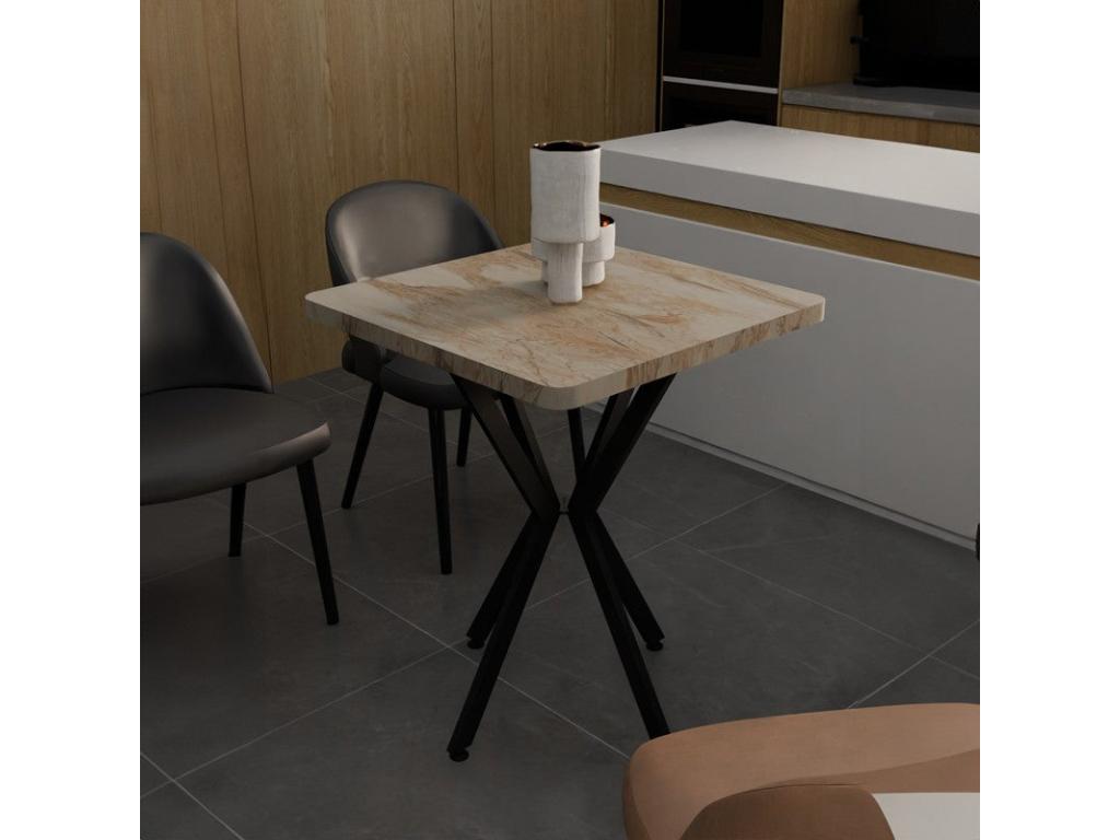 Table Doucezen marbre Bois mélaminé-métal noir 70x70x75 cm