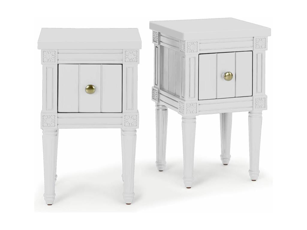 Lot de 2 Tables de Chevet Doucezen 58cm Blanc