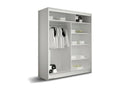 Armoire Homzora 110 Blanc 200x150x58cm Portes d'armoire Glissement
