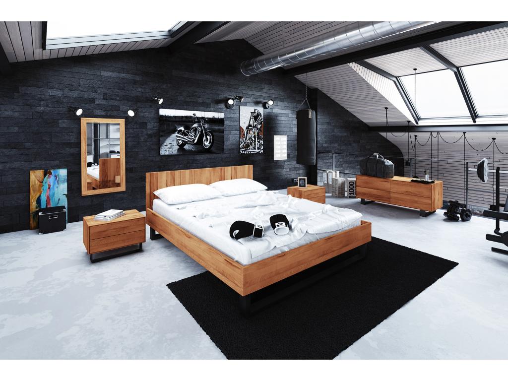 Homzora - Lit 160x200 avec tête de lit en bois de coeur de hêtre huilé naturel