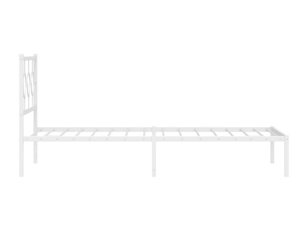 Cadre de lit métal avec tête de lit-pied de lit blanc 107x203